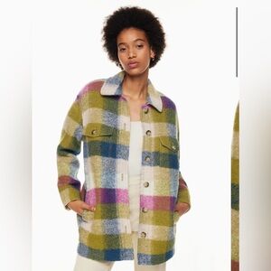 Aritzia Multicolor Plaid Teddy Jacket